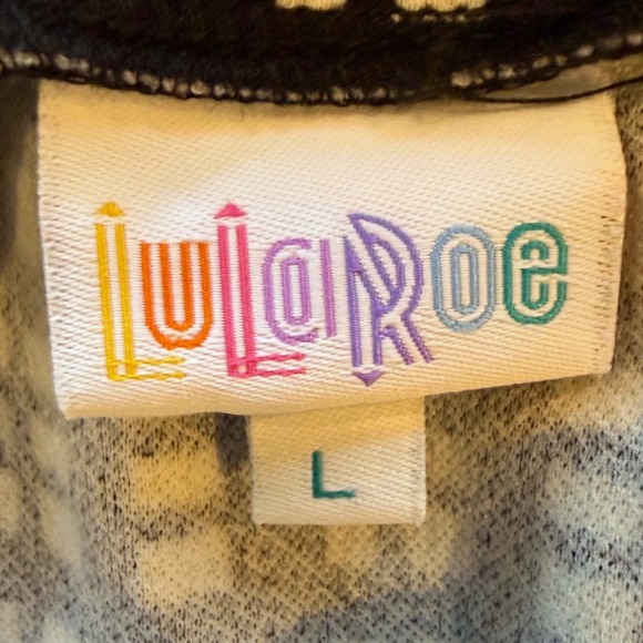 LuLaRoe Cassie Skirt Black White Grid Print Knee Length Size L - Picture 5 of 6